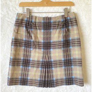 Etcetera black beige blue plaid skirt size 6 mini lined school girl uniform pock